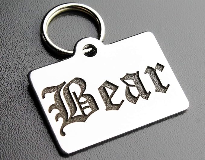 Stainless Steel Custom DEEP Engraved Pet ID Tags Personalized Front/Back Dog Tags for Dogs and Cats - Rectangle 7/8" x1-1/4 (1-Side Engraving)