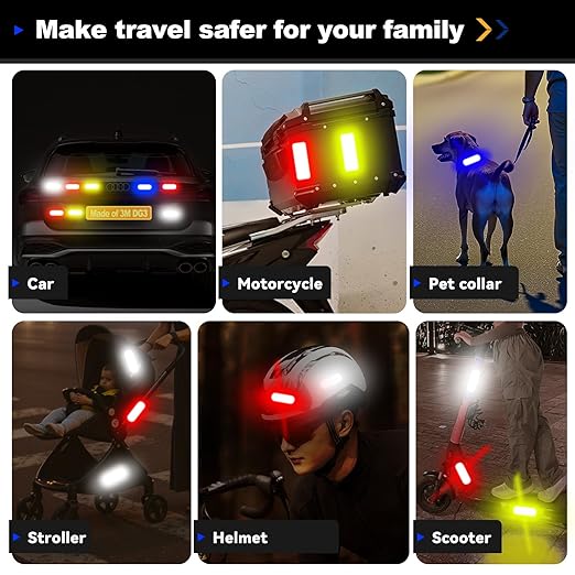 20 Pcs Super Reflection Reflective Stickers Made of 3M DG3, Safety Reflective Tape for Car Bike Mailbox Helmet, White Yellow-Green Red Blue Reflective Tape Outdoor Waterproof 3.15" X 1.18"