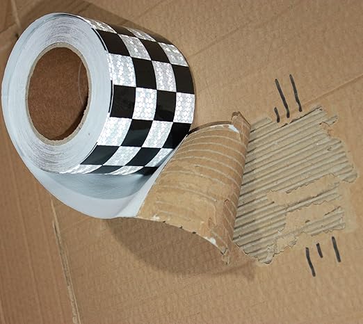 Black and White Reflective Tape 4 Inch x 168 Feet, Outdoor Waterproof High Visibility Stickers, High Intensity Safety Strips