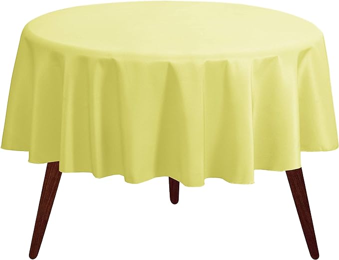 Gee Di Moda Round Tablecloth - 70 Inch Yellow Round Table Cloth for 24 to 48 Inch Round Tables - Heavy Duty Washable Fabric - for Buffet Table, Holiday Party, Dinner, Wedding & Baby Shower