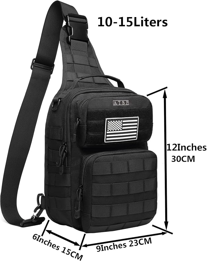 ATBP Tactical Sling Backpack With Holster Military Crossbody Bag for Men Single Shoulder Back Pack 10L