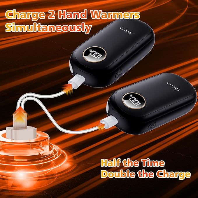Hand Warmers Rechargeable, Dual-Sided Heating with LED Display, Flashlight, 4 Heating Levels Electric Pocket Heater for Raynauds, Golf, Camping, Hunting, Gifts for Christmas Men Women