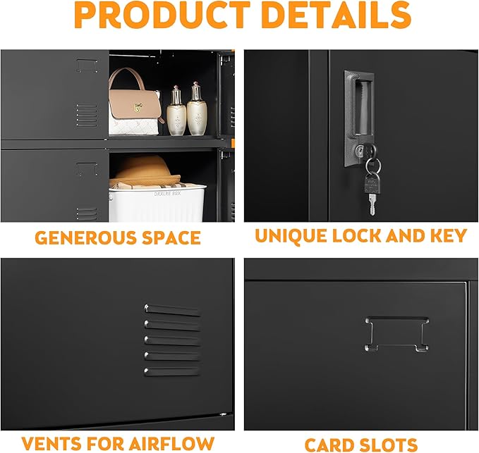 Metal Lockers for Employees 6 Doors,Office Storage Locker, Employee Steel Locker Cabinet with Lock,Staff Locker with Keys Storage Cabinet for Gym Home Office School Garage,Assembly Required