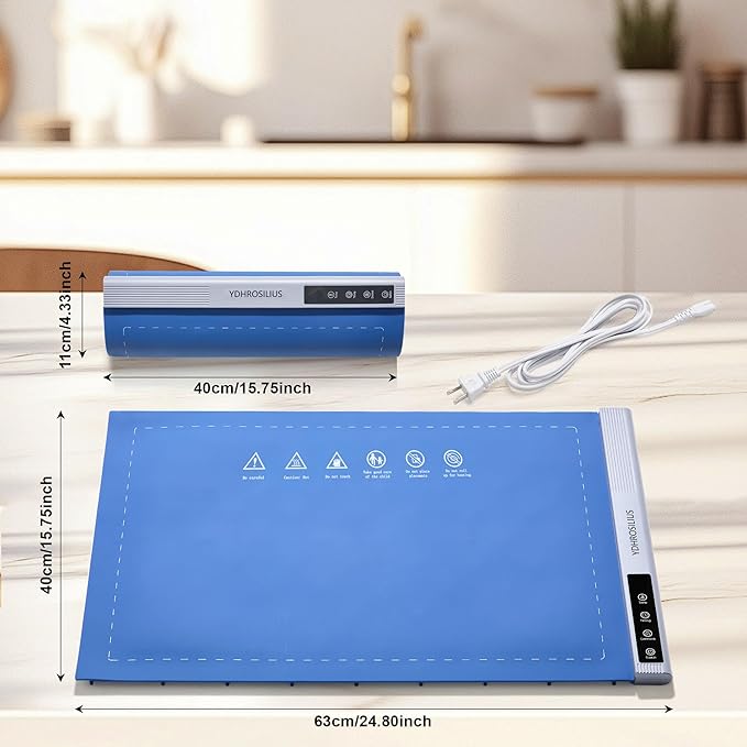 Warming Mat for Food,Food Warming Mat,2 Pack Electric Food Warmer Mat with Graphene Heating Tech, 3 Temperature Settings & 15 Timer Modes, Child Safety Lock, Silicone Heating Pad for Buffets Party