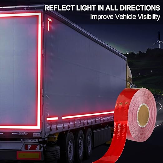 Red Reflective Tape, 2 Inch x 65 Feet, High Viscosity Safety Reflective Tape Outdoor Waterproof for Trailers, Bikes, Cars