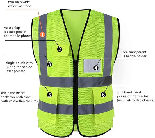 Tydon Guardian Reflective Safety Vest for Women Men High Visibility Security With Pocket Zipper Front Meet ANSI/ISEA Standard