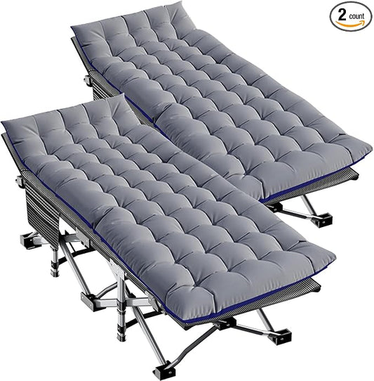 LILYPELLE Folding Camping Cot, Extra Wide Heavy Duty Sleeping Cots with Carry Bag, Double Layer Oxford Portable Travel Camp Cots for Home, Office Nap and Outdoor Beach