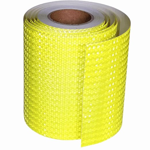 Fluorescent Yellow Reflective Tape Outdoor Waterproof 8 inch Wide, High Visibility Safety Warning Reflector Sticker Strips (68 feet)