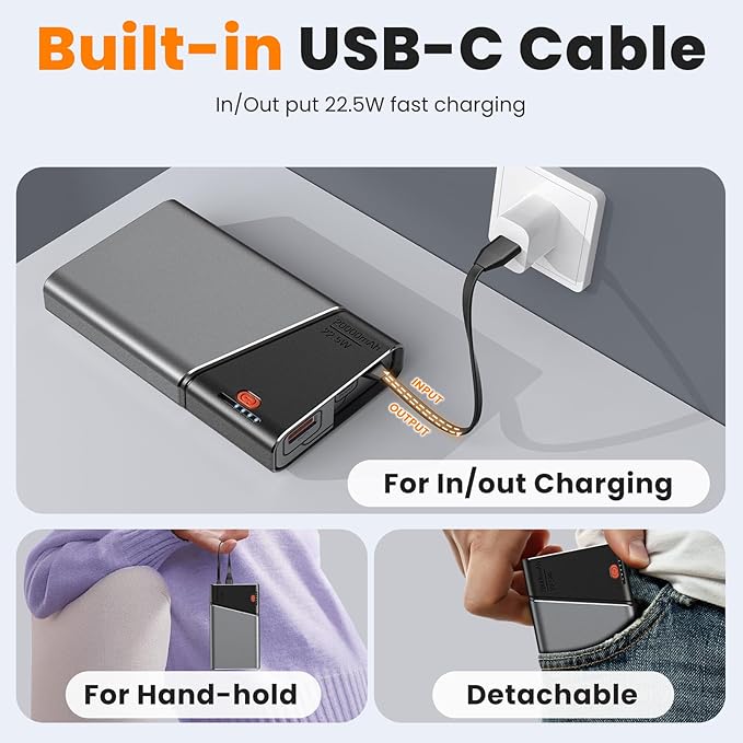 Portable Charger 20000mAh, 22.5W PD 3.0+QC 4.0 Super Fast Charging Power Bank, Cooler Aerospace Metal Case for iPhone 17 16 15 14, 13 Android, iPad, Samsung Google Tablet & More, Travel Essential