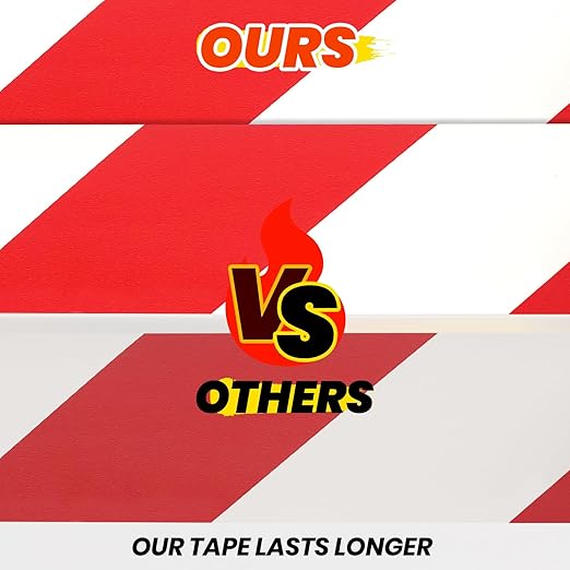 ADHES Hazard Tape Safety Warning Red White Stripe PVC Self Adhesive Caution Tape, for Floor Marking, Walls, Pipes and Equipment Marking, 2 Inch X 54 Feet,36ROLLS