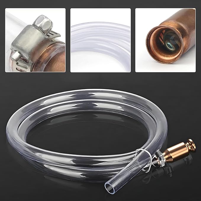 6FT Siphon Hose 1/2" Brass Valve - Fuel Transfer Hand Fuel Shaker Pump for Gasoline, Oil, Diesel, Liquid - High Flow 3.5 GPM for Fuel Transfer, Farm, Emergency