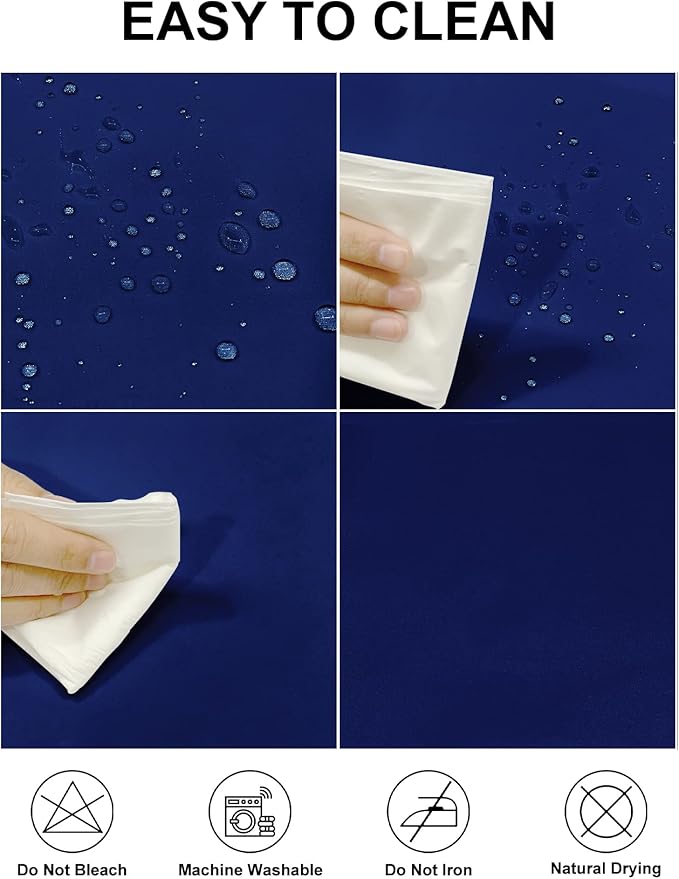 Fokitut 2 Pack Waterproof Round Tablecloth, 90 Inch, Stain Resistant and Wrinkle Polyester Table Cloth, Fabric Table Cover for Kitchen Dining, Wedding, Party, Holiday Dinner-Royal Blue