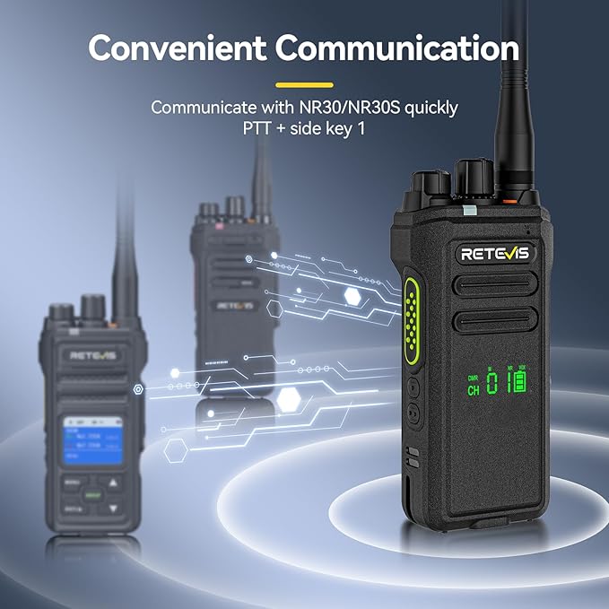 Retevis NR30D DMR 2 Way Radio Handheld,Professional Two Way Radios Long Range,Noise Canceling,IP67 Waterproof,Compatible with Motorola CP100D Digital Walkie Talkies,for Manufacturing Logistics(4 Pack)