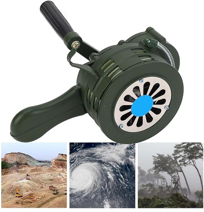 FTVOGUE Hand Crank Siren Horn 110dB Loud Emergency Safety Alarm Manual Portable for Factories Schools Outdoor Emergency Situations