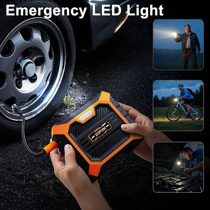 Tire Inflator Portable Air Compressor DC 12V Air Compressor Portable with Digital Pressure Gauge Air Pump for Car Tires - Car Accessories Bike, Motor (Orange)
