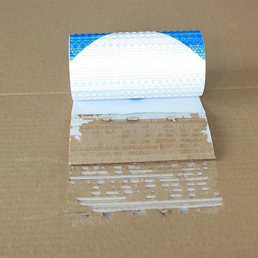 Reflective Tape Blue and White 6 inch, Outdoor Waterproof Hazard Conspicuity Warning Industrial Marking Tape (11 feet)