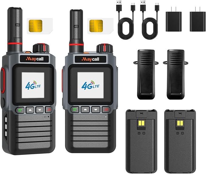 Lifetime Use Satellite Walkie Talkies with SIM Cards Global Unlimited Range Walkie Talkies 4G LTE POC Radio Dual SIM 3000 Mile Range Walkie Talkie 3000mAh Battery with Flashlight (MC-368)