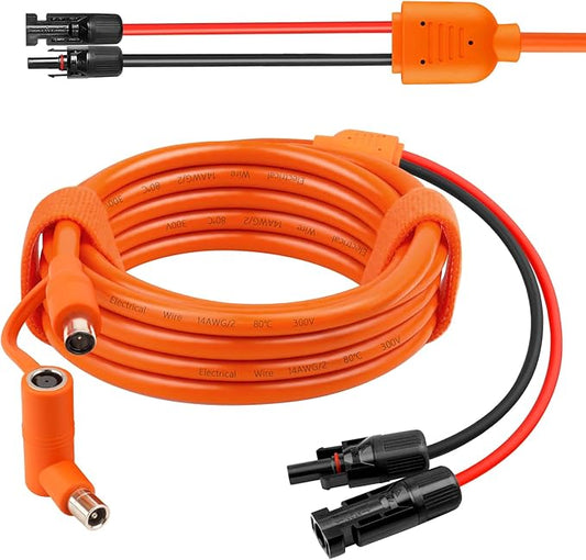 Solar to DC 8mm Charge Extension Cable 10FT,12AWG+14AWG Solar Cable with Solar Panel Connector to DC7909/8020 Compatible with Anker,GZ Yeti,BLUETT,Jackery Portable Power Station