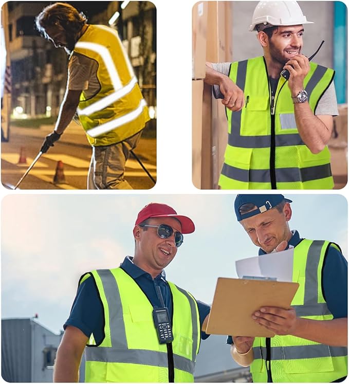 Custom Safety Vest Customized Logo Name Text Class 2 High Visibility Reflective Vests with Pockets for Construction Workwear