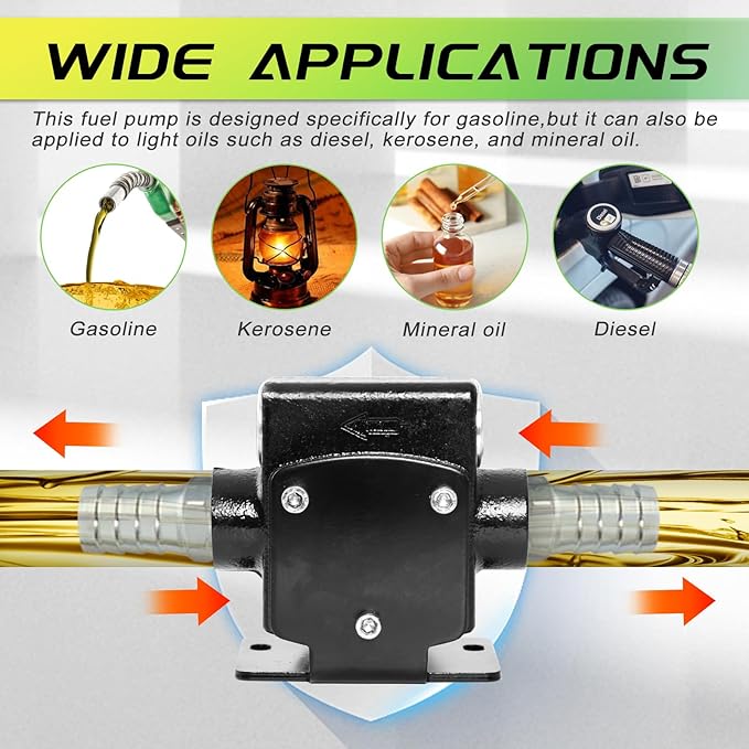 12V Fuel Transfer Pump Automatic Gasoline 3.7GPM DC Diesel Transfer Pump with Forward and Reverse Pumping, Portable Fuel Oil Transfer Pump for Gasoline, Diesel, Kerosene & More