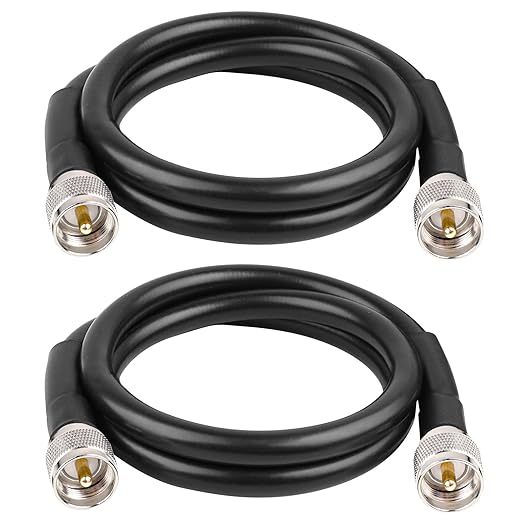 UHF CB Coax Cable - 3ft 2PCS KMR400 PL259 Male to Male Coaxial Cable Low Loss UHF Cable CB Coax Cable for HAM Radio, VHF Radio, SWR Meter, Antenna Analyzer