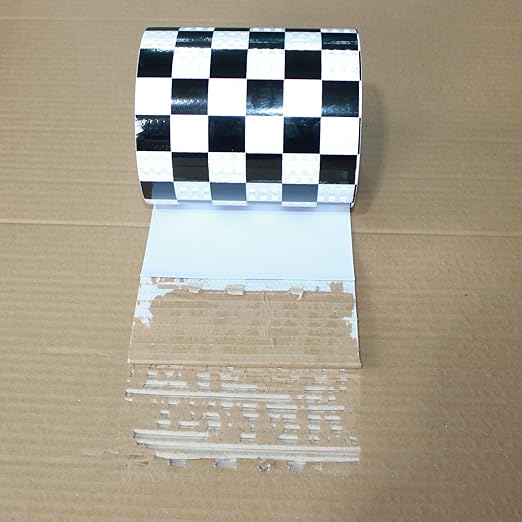 Reflective Tape Black White 6 inch Wide for Bikes, Outdoor Waterproof High Visibility Safety Warning Adhesive Strips (66 feet)