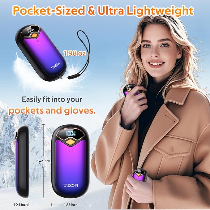 Hand Warmers Rechargeable - Magnetic Electric Hand Warmers 2 Pack, LED Display, 4 Settings Fast Heating Reusable Portable Heater Handwarmers for Golf Hunting Camping Essentials, Gifts for Men Women