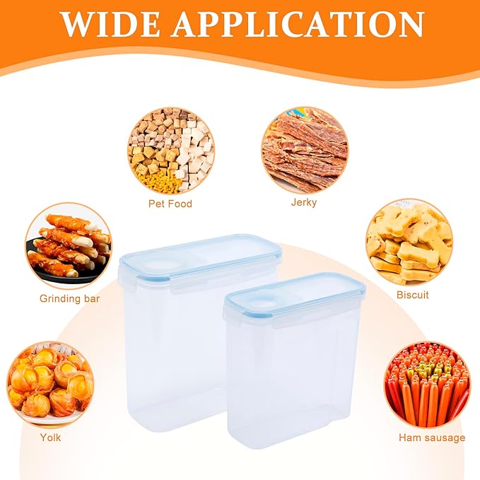 2Pack Dog Food Storage Container,4L/6L Dog Treat Container with Pour Spout,Airtight Pet Food Storage Container with Lid, BPA Free, Kibble Container, for Pet, Cat, Dog, Bird Seed（Blue）