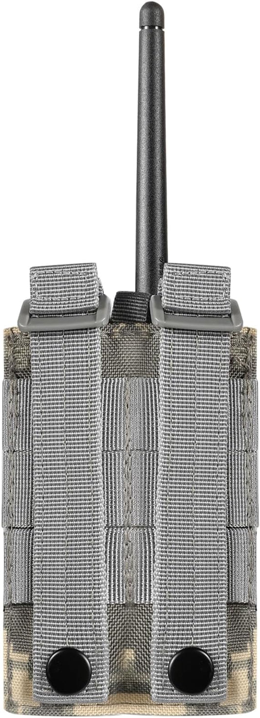 Tactical Radio Holder Radio Holster Molle Radio Pouch Universal Radio Case Military Heavy Duty Radio Bag for Police Firefighter Two Ways Walkie Talkies Vest (ACU)