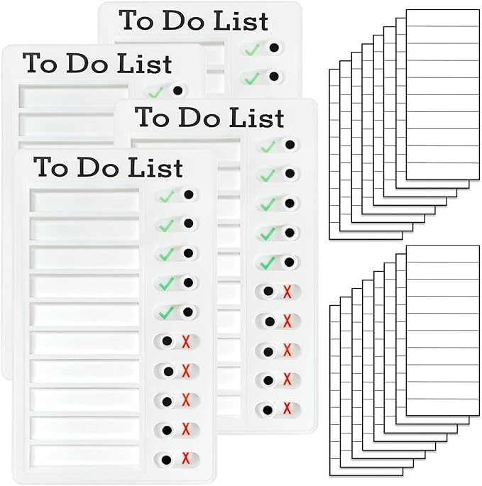 4 Pieces Chores Chart for Kids Multiple Kids - Reusable to Do List with Detachable Cardstock, Sliding Routine Chart, Daily Schedule, and Checklist Board