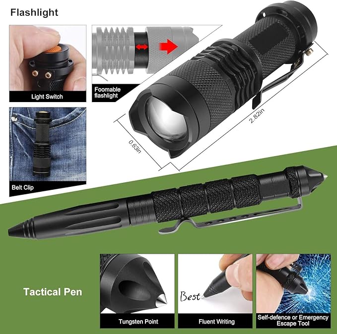Gifts for Men Christmas Emergency Survival Kit, 22 in 1 Professional Survival Gear Equipment Tools First Aid Supplies for SOS Emergency Tactical Hiking Hunting Disaster Camping Adventure