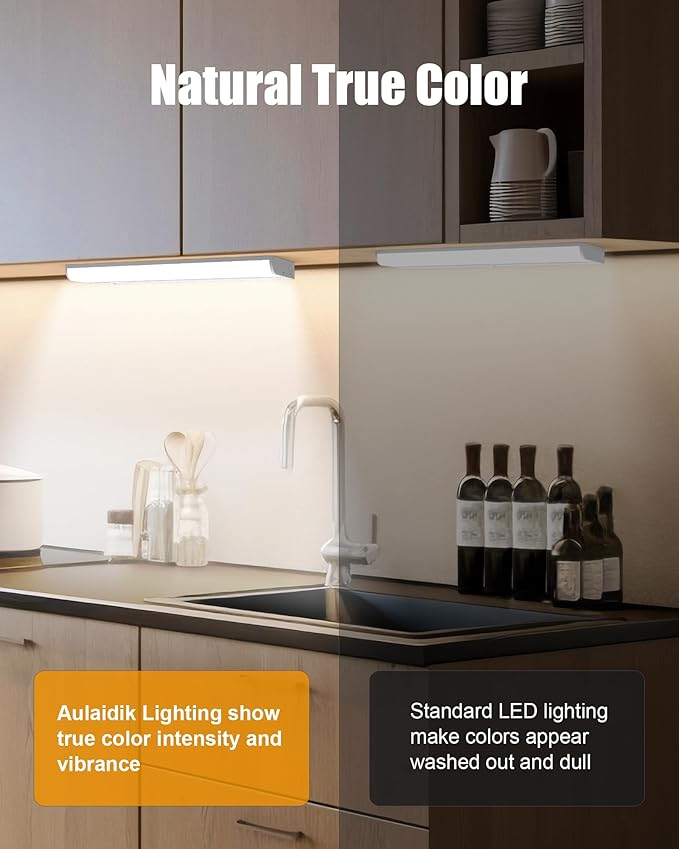Hardwired Under Cabinet Lighting 36 Inch, 3 Color Settings - Soft White(3000K), Bright White(4000K), Daylight White(5000K), 2 Pack Linkable Dimmable Under Counter Lights for Kitchen, CRI 97