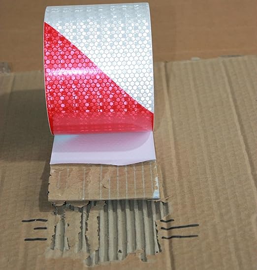 Reflective Tape Red White 3 Inch x 168 Feet, Outdoor Waterproof Conspicuity Strong Adhesive Reflector for Vehicles