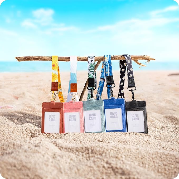 SENLLY ID Badge Holder Gift with Cute Neck Lanyard Strap, 2 Card Slots and 1 Clear ID Window, for Women and Men