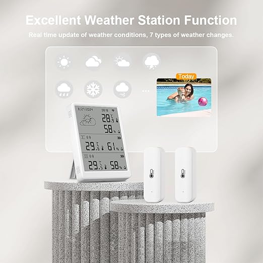 WiFi Hygrometer Thermometer: Digital Indoor Temperature Humidity Monitor with Sensors Kit, Smart Temperature Sensor with App Alerts, Data Storage & Export,Compatible with Alexa (1Base Station+3Sensor)