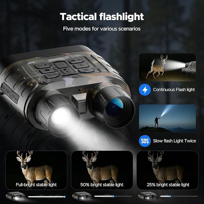 VOOPEAK 4K Night Vision Goggles - Full-Color Night Vision Binoculars with 5000mAh Rechargeable Battery, 64GB TF Card for Saving Photos and Videos, 3-inch HD Screen, 18x Zoom, Suitable for Camping