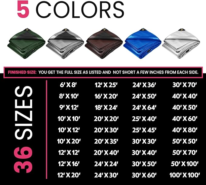 PROTARP Extreme Heavy Duty 22 Mil Tarp Cover, Waterproof, UV Resistant, Rip and Tear Proof, Poly Tarpaulin with Reinforced Edges for Roof, Camping, Patio, Pool, Boat. (Blue 30′ X 40′)