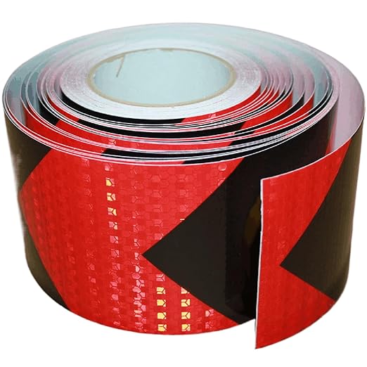 Red Black Reflective Tape 4 inch X 168 feet, Outdoor Waterproof Hazard Conspicuity Warning Industrial Marking Tape