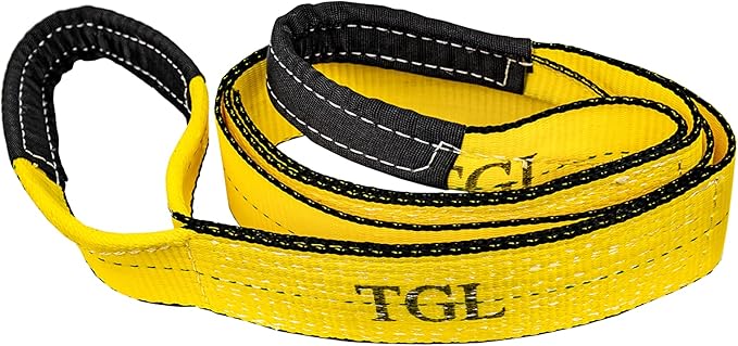 TGL 3 inch, 8 Foot Tree Saver Strap, Recovery Short Tow Strap with Loops, Winch Extension. 30,000 lbs MBS. Truck, UTV, ATV - Compatible with Jeep Accessories, Ford, Toyota