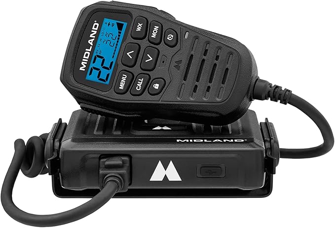 Midland® - MXT275 MicroMobile GMRS Radio - 15 watts Two-Way Radio with Integrated Control Microphone - Overland Caravanning Tractors - Detachable External Magnetic Mount Antenna - 8 Repeater Channels