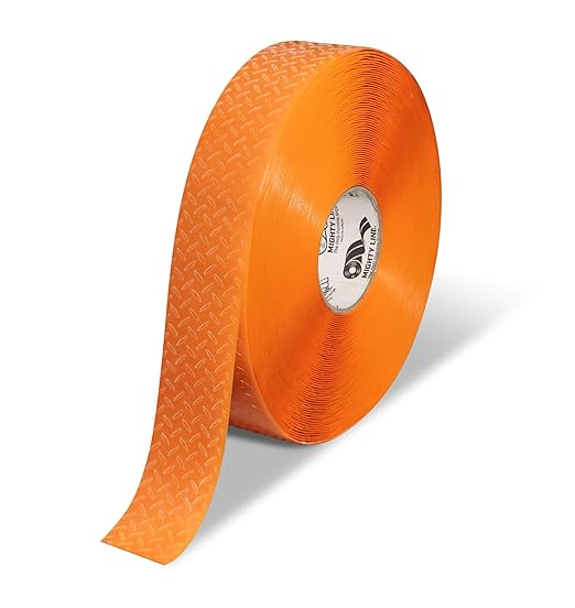 Mighty Line 2" Anti-Slip Solid Color Floor Marking Tape for Safety, Caution, Warning, Flooring, Heavy-Duty, Peel and Stick, Adhesive, Industrial Quality, 100' Roll, Orange
