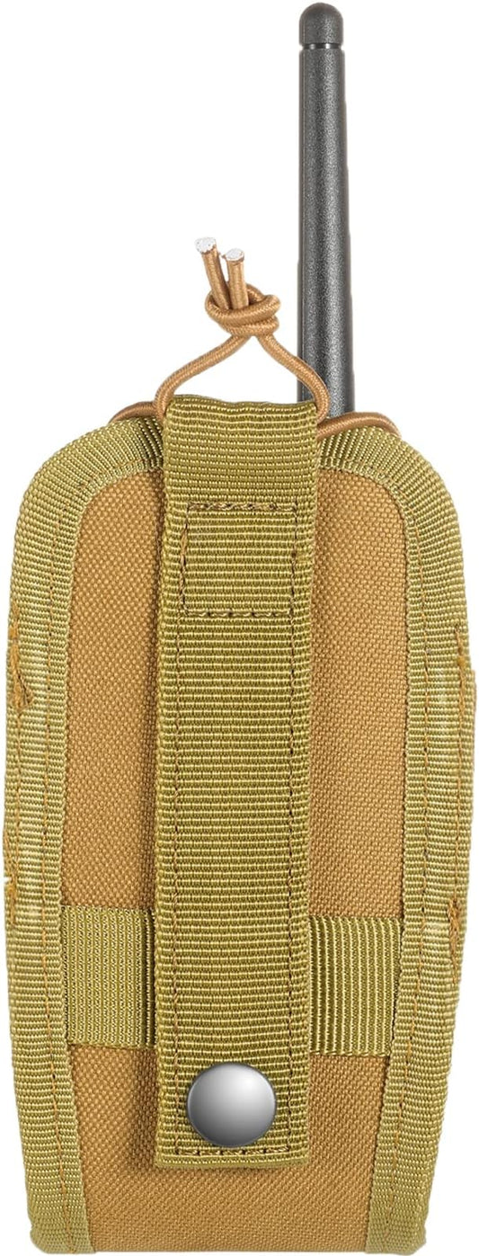 Tactical Radio Holder Radio Holster Molle Radio Pouch Universal Radio Case Military Heavy Duty Radio Bag for Police Firefighter Two Ways Walkie Talkies Vest (Tan-small)