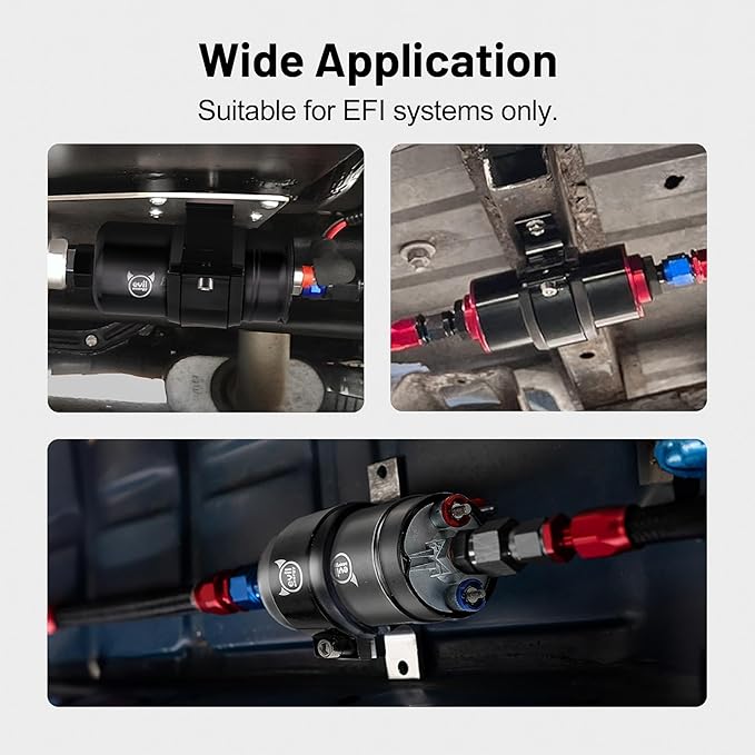 EVIL ENERGY External Inline Fuel Pump Electric 300LPH High Flow 12V with 60 mm Bracket Clamp Black