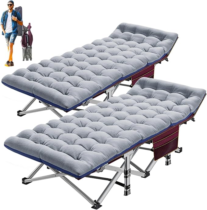 ABORON Heavy-Duty Folding Guest Bed for Adults, 500lb Capacity, Portable Extra Cot with 1244D Double Layer, Ideal for Indoor Guest Stays & Temporary Home Use