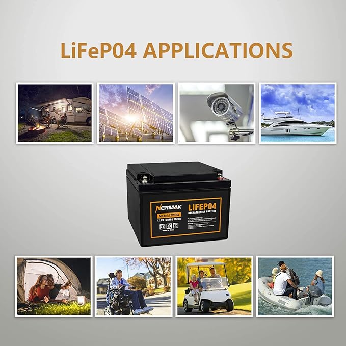 12V 30Ah Lithium LiFePO4 Deep Cycle Battery, 2000+ Cycles Lithium Iron Phosphate Rechargeable Battery for Scooter, RV/Outdoor Camping, Marine, Electric Wheelchair and More, Built-in 30A BMS