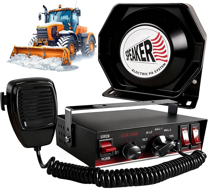 150W Emergency Vehicle Siren with PA System - 108-134dB Police/Fire Truck Sirens, Yelp/Wail/Hi-Lo Modes, IP67 Waterproof, Includes Mic & Speaker for Car PA Systems | Truck pa System kit