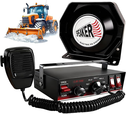 150W Emergency Vehicle Siren with PA System - 108-134dB Police/Fire Truck Sirens, Yelp/Wail/Hi-Lo Modes, IP67 Waterproof, Includes Mic & Speaker for Car PA Systems | Truck pa System kit