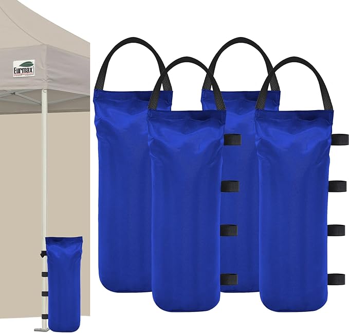 Eurmax USA Weight Capacity 112 LBS Extra Large Pop up Gazebos Weights Sand Bags for Pop up Canopy Tent Pergola Outdoor Instant Canopies,Sand Bags Without Sand, 4-Pack,Blue
