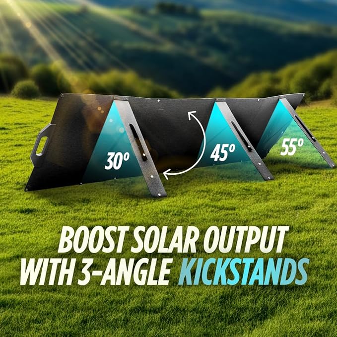 200 Watt Solar Panels Foldable, Portable High-Efficiency Solar Charger for Power Stations, Waterproof, Kickstand Design, Compact for Camping, RV, Outdoor, Off-Grid Use by Guard Dog Security