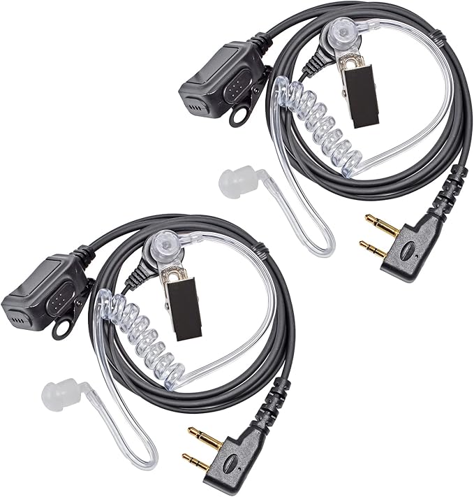 Walkie Talkie Earpiece for Midland Walkie Talkies GXT1000VP4 LXT500VP3 GXT1050VP4 GXT1000XB, Two Way Radio Surveillance Earpiece Headset Ear Piece with Mic and Clear Acoustic Coil Tube, Pack of 2